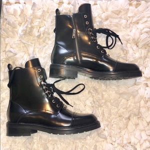 All Saints Black Lira Lace-Up Boots Size 41